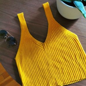 Mustard yellow knit crop top